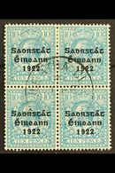 1922-23 SAORSTAT 10d Turquoise-blue, SG 62, Superb Central Cds Used Block Of Four.  For More Images, Please Visit Http:/ - Andere & Zonder Classificatie