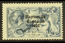 1925 10s Dull Grey-blue "Seahorse" Of Great Britain With Three Line Overprint (narrow Setting), SG 83, Never Hinged Mint - Altri & Non Classificati