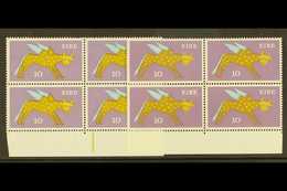 1971-5 10p "Winged Ox" Definitive, Both Types I & II In Lower Marginal Blocks Of 4, SG 299/299a, Never Hinged Mint (2 Bl - Andere & Zonder Classificatie