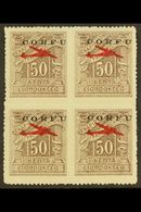 CORFU 1941 50L Brown Rouletted Air Overprint (Sassone 1, SG 21), Never Hinged Mint BLOCK Of 4, Fresh. (4 Stamps) For Mor - Zonder Classificatie