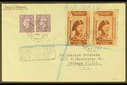 POLISH CORPS 1946 Registered Cover To Chicago Franked GB 3d Lilac Plus Polish Corps 2z Red Brown Pair, Sass 4, With Pozt - Zonder Classificatie