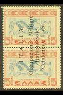 CEPHALONIA & ITHACA 1941 5 + 5L Vertical Pair Ovpt Reading From Base To Top, Sass 11d, Very Fine NHM. For More Images, P - Other & Unclassified