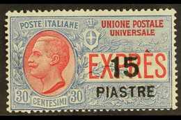 OFFICES IN LEVANT EXPRESS 1922 15pi On 30c Blue And Red, Sass 2, Very Fine NHM. For More Images, Please Visit Http://www - Altri & Non Classificati