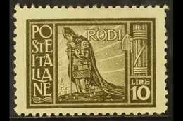 RHODES 1929 10L Olive Brown, Sass 11, Scott 23, Fine Mint (1 Stamp) For More Images, Please Visit Http://www.sandafayre. - Andere & Zonder Classificatie