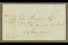 1854 (August) Stampless Cover To Liverpool With Manuscript "6"; On Reverse Fine "ST ANNS BAY" Cds, Plus Kingston Transit - Giamaica (...-1961)