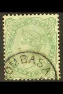 INDIA USED IN 1882-1900 4a.6p Yellow-green, QV India Issue, SG Z6, Fine Used With MOMBASA Postmark. For More Images, Ple - Vide