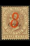 1884 "8" On 8c On 12c Dull Purple, SG 80, Very Fine Mint. Scarce Stamp. For More Images, Please Visit Http://www.sandafa - Straits Settlements