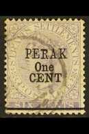 PERAK 1891 1c On 6c Lilac, Variety "Short R", SG 46a, Very Fine Used. For More Images, Please Visit Http://www.sandafayr - Altri & Non Classificati