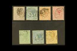 1863-72 GROUP Of Values To 1s Orange, Wmk Crown CC, SG 56, 59, 61a, 62, 65, 69, 70, Good To Fine Used (7 Stamps). For Mo - Mauritius (...-1967)