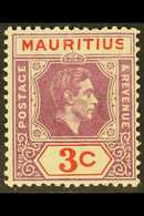 1938-49 3c Reddish Purple & Scarlet, "Sliced S At Right" SG 253a, Never Hinged Mint For More Images, Please Visit Http:/ - Mauritius (...-1967)