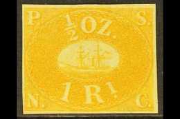 PACIFIC STEAM NAVIGATION COMPANY 1857-62 1r Yellow Unissued Local Stamp (see Note After Scott 2 Or SG 2), Very Fine Unus - Perù
