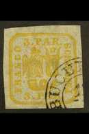 1862-64 3p Yellow Handstruck On Wove Paper (SG 29, Michel 8 Ix), Fine Used With Part "Bucuresti" Cds Cancel, Four Large  - Sonstige & Ohne Zuordnung