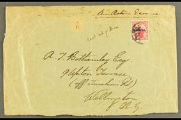 191? Somewhat Crumpled Large Envelope To New Zealand Bearing 1914-15 1d Carmine Tied By Indistinct Cds; Endorsed "On Act - Samoa (Staat)