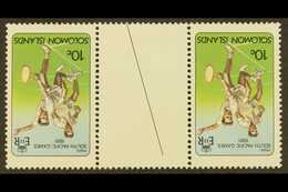 1981 10c Pacific Games - Tennis WATERMARK INVERTED Variety, SG 440w, Never Hinged Mint Horiz GUTTER PAIR, Fresh & Scarce - Salomonen (...-1978)