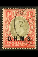 OFFICIAL 1904-05 1a Grey- Black And Carmine With NO STOP AFTER "M", SG O11a, Very Fine Used. For More Images, Please Vis - Somaliland (Protectorate ...-1959)
