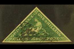 CAPE OF GOOD HOPE 1855-63 1s Deep Dark Green Triangle, SG 8b, Used With 3 Margins, A Light Corner Thin. Cat £550. For Mo - Non Classés