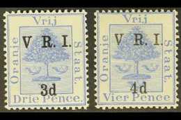 ORANGE FREE STATE 1900 First Printings 3d On 3d And 4d On 4d, Each With No Stop After "V", SG 106a, 107a, Fine Mint. (2  - Ohne Zuordnung