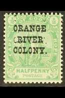 ORANGE RIVER COLONY 1900 ½d Green With DOUBLE OVERPRINT, SG 133b (Hisey And Bartshe  Type 2 From The 2nd Setting), Fine  - Unclassified