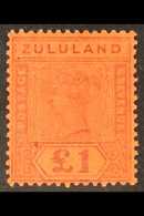 ZULULAND 1894-96 £1 Purple On Red Key Plate, SG 28, Mint With Good Colour And Large Part Gum, Vertical Creasing At Left. - Ohne Zuordnung