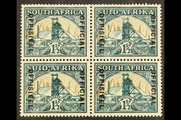 OFFICIAL VARIETY 1935-49 1½d Wmk Inverted, "Broken Chimney" Variety In A Block Of 4, SG O22/22ab, Slight Wrinkle On Stam - Non Classificati