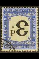 POSTAGE DUE 1914-22 3d Black And Bright Blue With WATERMARK INVERTED Variety, SG D4w, Fine Used. For More Images, Please - Non Classés