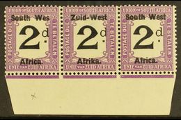 POSTAGE DUES 1923 2d Black And Violet, Marginal Strip Of 3, One Showing Variety "Wes For West", SG D3a, Very Fine NHM. F - Zuidwest-Afrika (1923-1990)