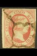 1851 1851 5r Rose (SG 12, Edifil 9, Michel 9), Fine Used, Four Mostly Good To Large Margins, Fresh. For More Images, Ple - Other & Unclassified