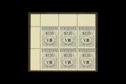 REVENUES NATIONAL INSURANCE 1990 $7.35 Dark Blue, Class VIII, Corner Marginal Block Of 6, Barefoot 14, Never Hinged Mint - Trinité & Tobago (...-1961)