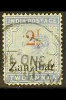 1895-98 2½ On 2a Pale Blue With INVERTED "1" In "½", SG 26j, Used With Rounded Corner. A Clear Example Of The Error, Cat - Zanzibar (...-1963)