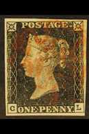 1840 1d Black 'CL' Plate 1a, SG 2, Used With 4 Margins & Red MC Cancellation. For More Images, Please Visit Http://www.s - Non Classés