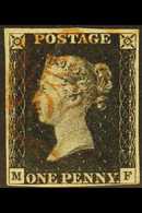 1840 1d Black 'MF' Plate 1b, SG 2, Used With 4 Margins & Very Fine Red MC Cancellation. For More Images, Please Visit Ht - Non Classés