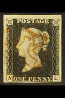 1840 1d Black 'AL' Plate 2, SG 2, Used With Good To Huge Margins Just Touching One Corner With Neat Red MC Cancellation. - Unclassified