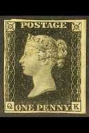 1840 1d Black 'QK' Plate 7, SG 2, Mint Large Part Original Gum With 4 Margins. Fresh & Attractive, Cat £13500. For More  - Zonder Classificatie