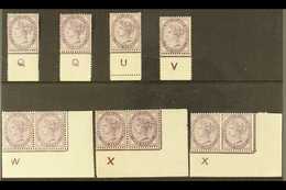 1881 PENNY LILAC CONTROLS. A Fine Mint Selection On A Stock Card Inc Control Singles "Q" (2), "U" And "V"; Plus Marginal - Other & Unclassified