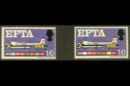 1967 EUROPEAN FREE TRADE ASSOCIATION (EFTA) 1s6d Multicoloured "Air Freight", MISSING NEW BLUE VARIETY, SG 716pf, Leavin - Other & Unclassified