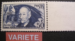 R1692/144 - 1938 - CLEMENT ADER - N°398a BdF NEUF** VARIETE ➤➤➤ PAPIER EPAIS - Cote : 215,00 € - Unused Stamps