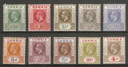 GAMBIA 1921 - 1922 SET SG 108/117 (LIGHTLY) MOUNTED MINT Cat £110 - Gambie (...-1964)