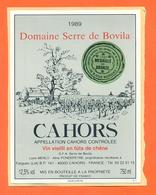 étiquette Autocollante Sur Support Cahors Domaine Serre De Bovila 1989 Aline Pondepeyre à Fargues - 75 Cl - Cahors