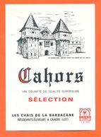 étiquette Vin De Cahors Sélection Chais De La Barbacane à Cahorsc - 75 Cl - Cahors