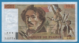 FRANCE 100 Francs 1984 "DELACROIX" ALPHA Q.87 F.69/8a  KM# 154 - 100 F 1978-1995 ''Delacroix''