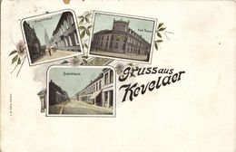 KEVELAER, Hauptstrasse, Bahnstrasse, Kaiserl. Postamt (1910) Litho AK Bahnpost - Kevelaer