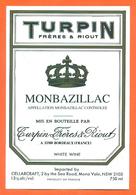 étiquette De Vin De Monbazillac Turpin Frères Et Riout à Bordeaux - 75 Cl - Monbazillac