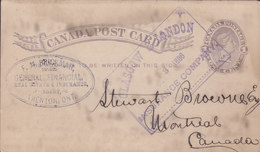 Canada Postal Stationery Ganzsache Entier 1c. Victoria F. M. BRICKMANN Real Estate TRENTON 1886 MONTREAL (2 Scans) - 1860-1899 Reign Of Victoria