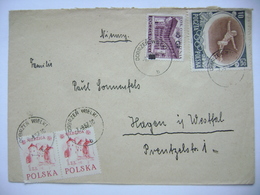 Cover 1957 Dobrzen Wielki (Gross Döbern) To Hagen In Westfalen Germany, Stamps Melbourne 1956 Fencing, Niedzica, Wawel - Storia Postale