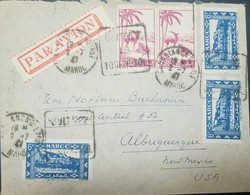 O) 1947 FRENCH MOROCCO, SCIMITAR -HORNED ORYXES SCT 212 4.50fr - Valle Of Draa Sc 215 6FR, AIRMAIL TO USA - Covers & Documents