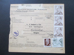 DDR 1969 Ulbricht Hohe Frankatur 7,70 Mark Paketkarte Leinefelde Aug. Orlob II - Herbesthal Belgien - Brieven En Documenten