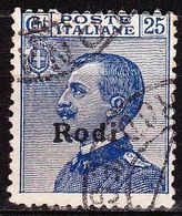 DODECANESE 1912 Stamp Of Italy 25 Ct. Blue With Black Overprint RODI  Vl. 5 - Dodekanesos