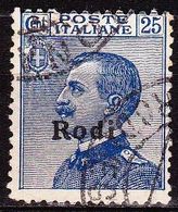 DODECANESE 1912 Stamp Of Italy 25 Ct. Blue With Black Overprint RODI  Vl. 5 - Dodecaneso