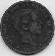 Espagne - 10 Centimos - 1879 OM - Cuivre - Premières Frappes