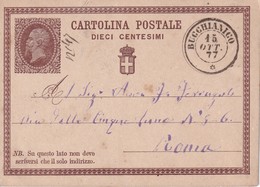 ITALIE  1877  ENTIER POSTAL/INTERI POSTALI  CARTE DE BUCCHIANICO - Ganzsachen